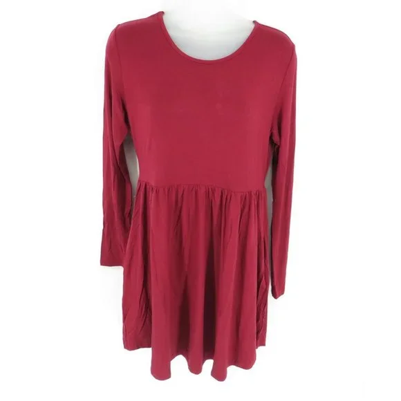 Longyuan | Dresses | Longyuan Womens Wine Red Casual Dress Long Sleeve  Medium Nwt | Poshmark